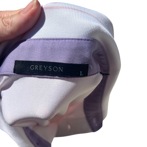 Greyson Pink Golf Shirt Wolf Floral sz L Rare White Trim - Picture 5 of 6